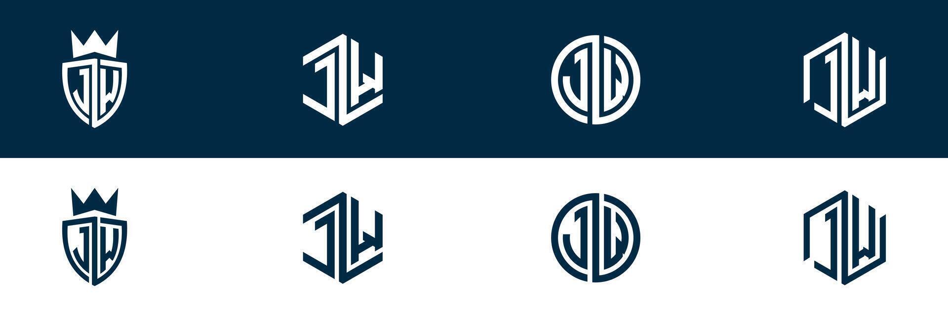 Typography JW WJ letter logo design vector