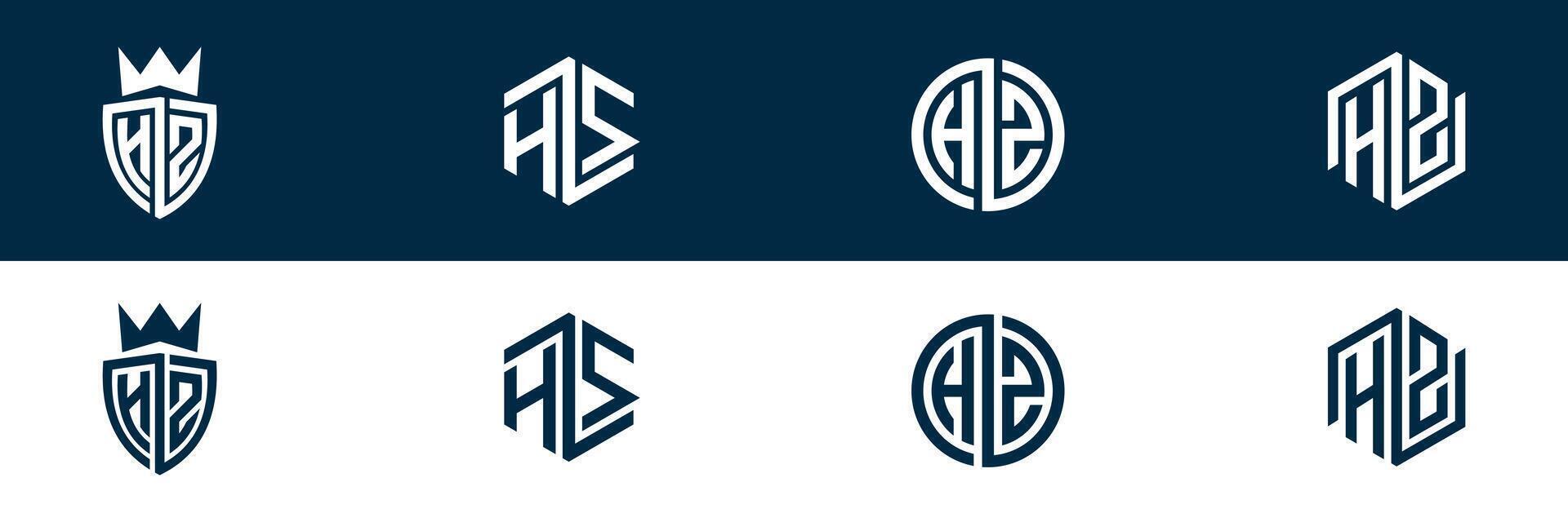 Typography letter HZ ZH logo design vector