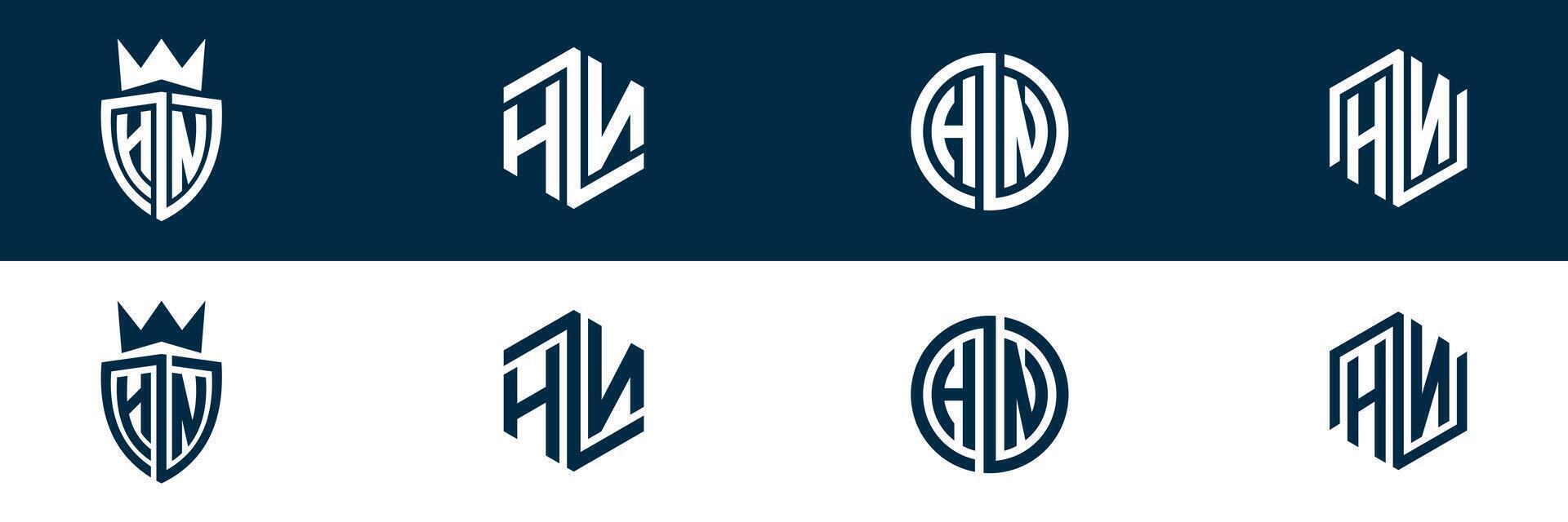 Typography letter HN NH logo design vector
