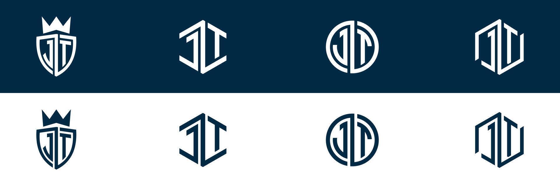 Typography JT TJ letter logo design vector