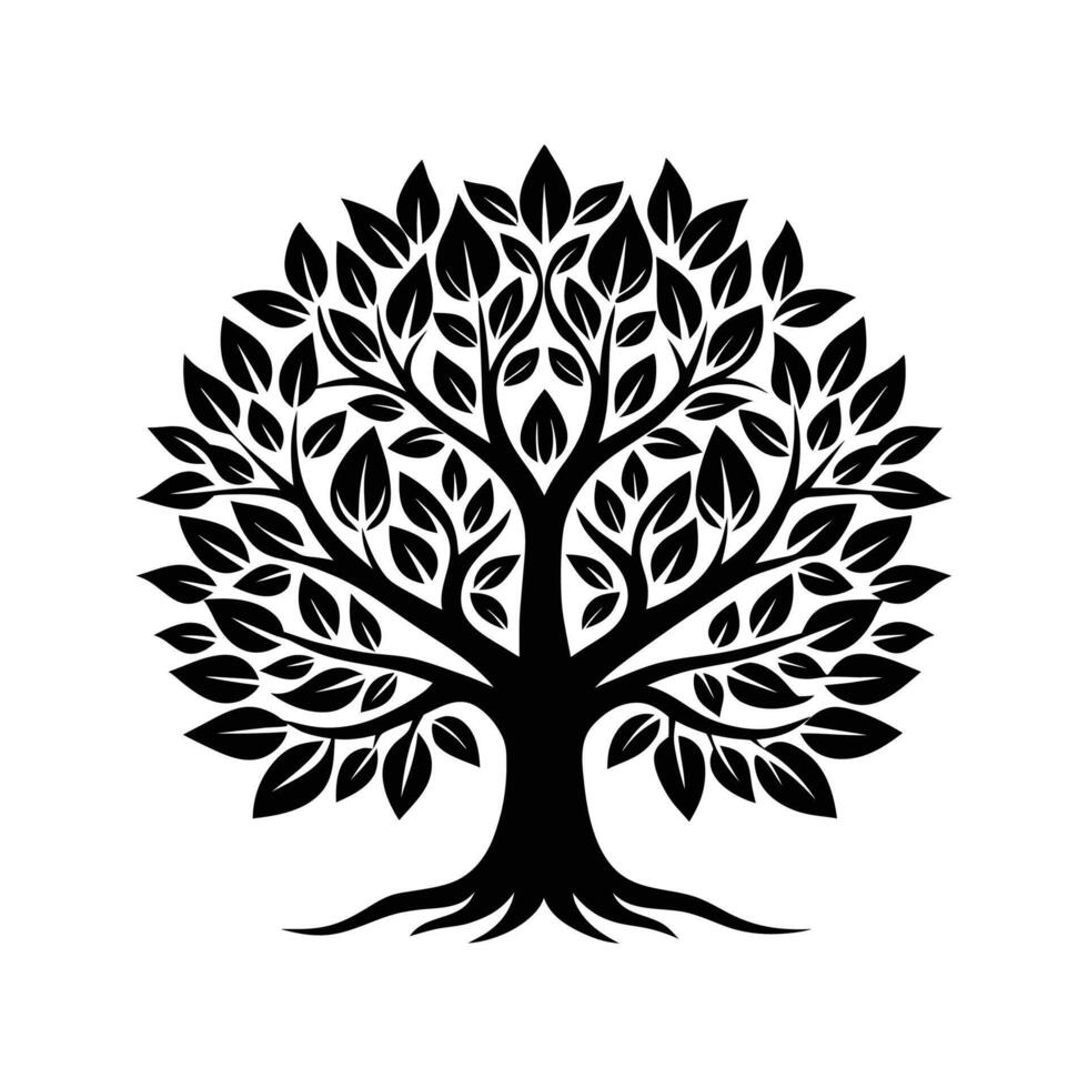 silhouette tree roots vector