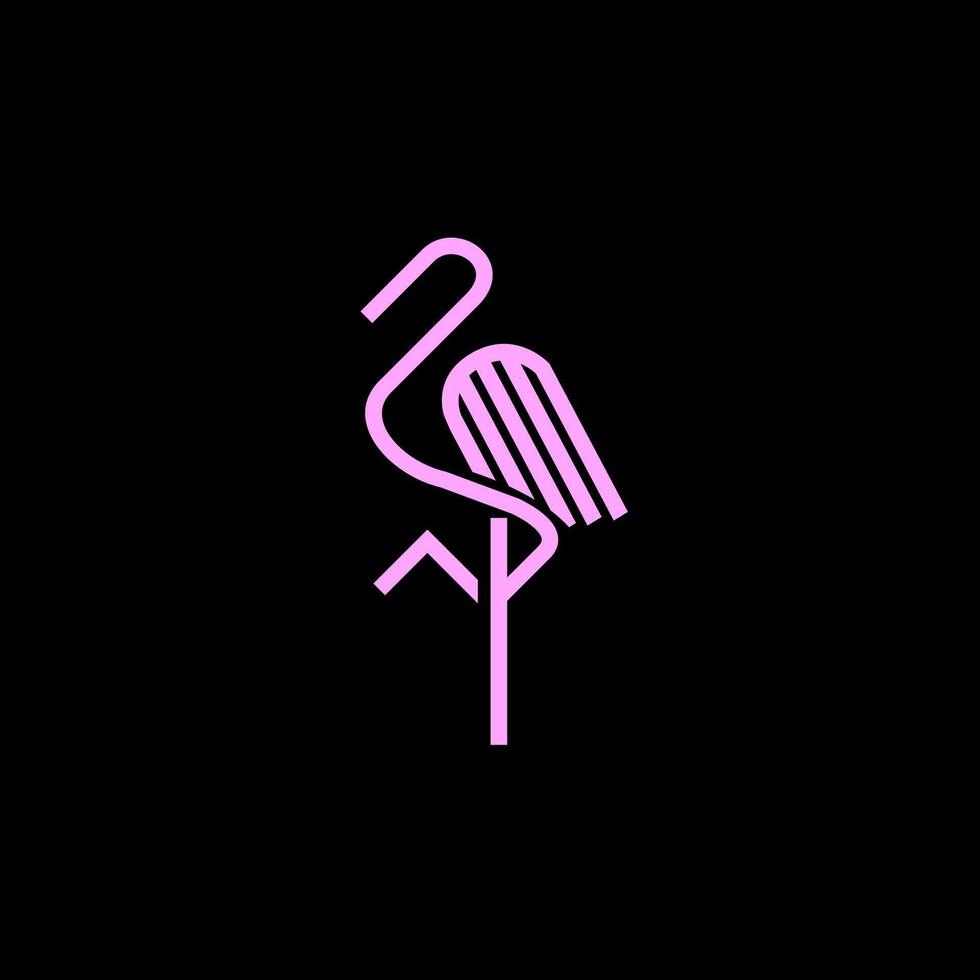Minimalist Flamingo Outline line art Logo Design , standing bird clean and elegant lines for a modern and stylish look vector