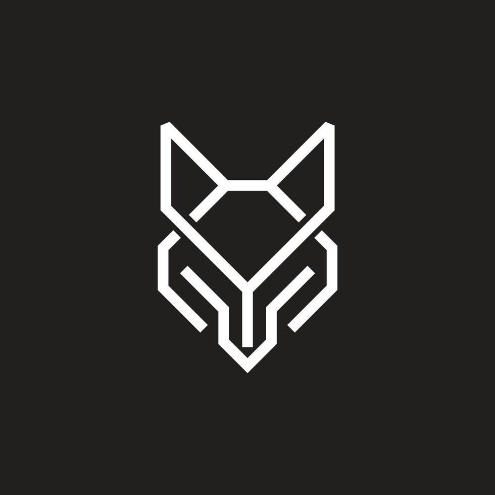 Minimalist fox logo design line art concept, outline, modern bold cutout black and white vector