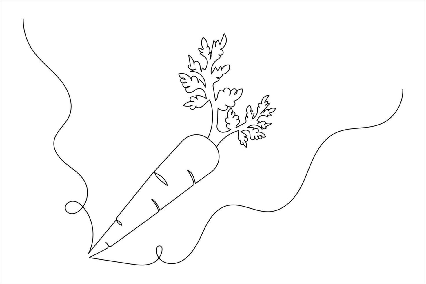 Carrot continuous one line drawing of outline flat design vector