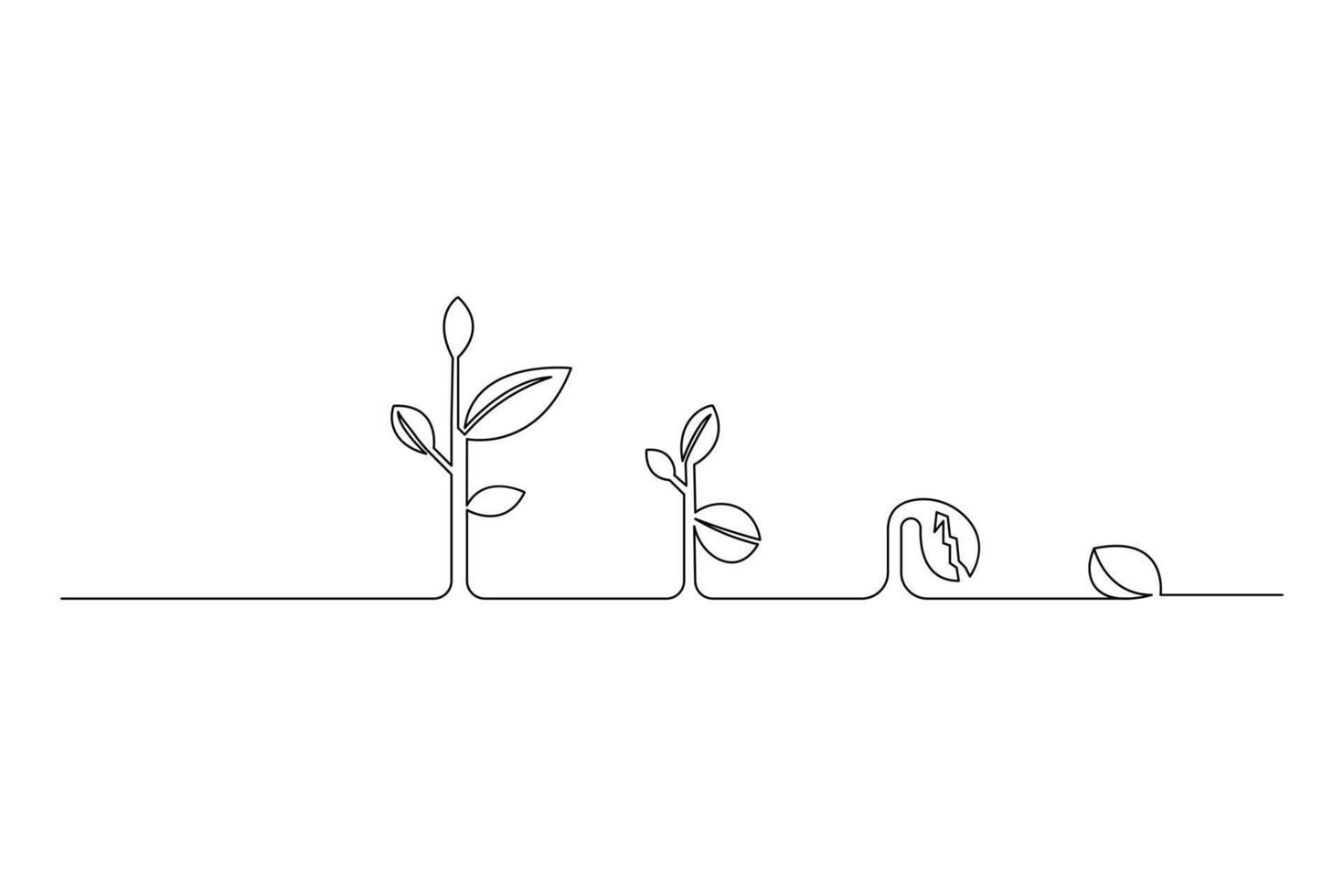 Growth plant processing one line drawing vector