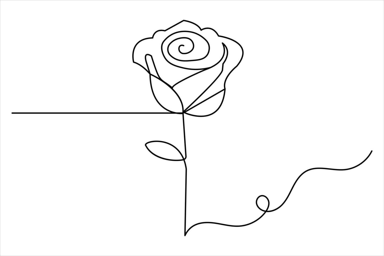 Continuous one line rose flower drawing of outline nature flat icon vector