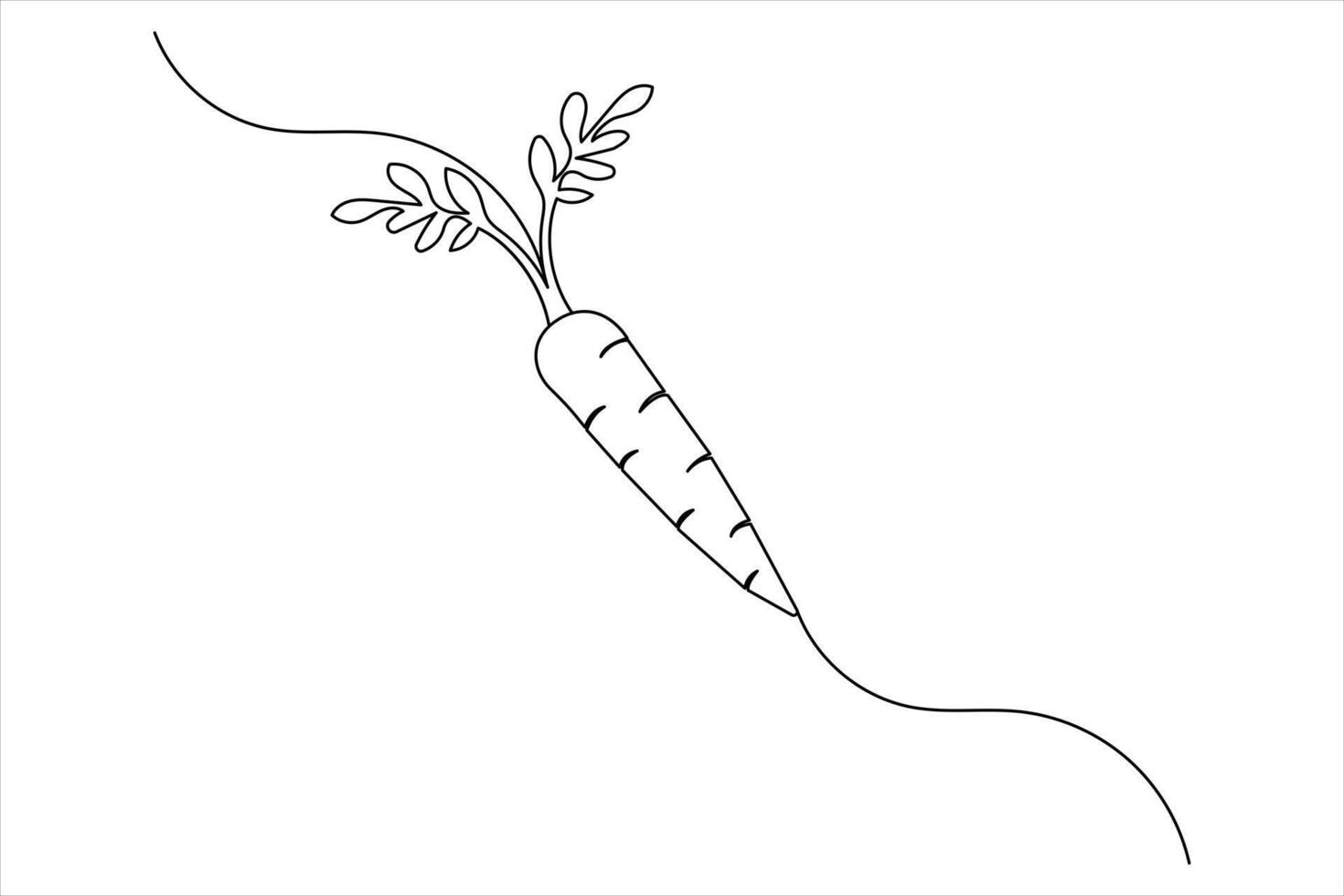 Continuous one carrot line drawing of isolated outline flat design vector