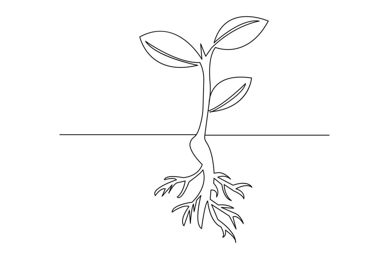 Growth plant one line drawing of tree outline flat icon vector