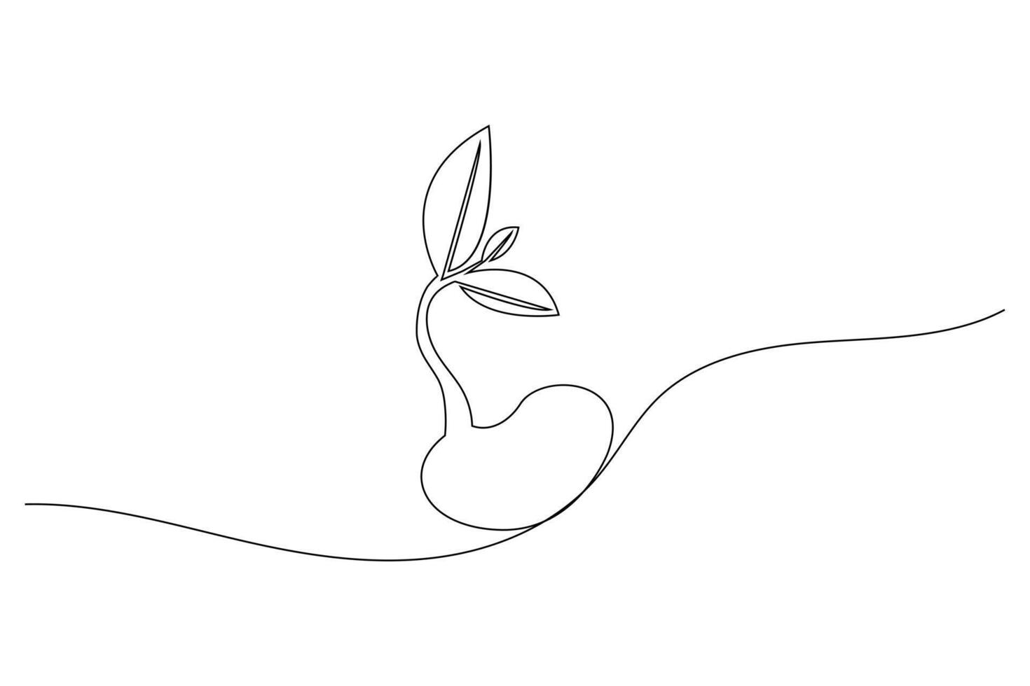 Growth plant processing one line drawing of tree outline illustration vector