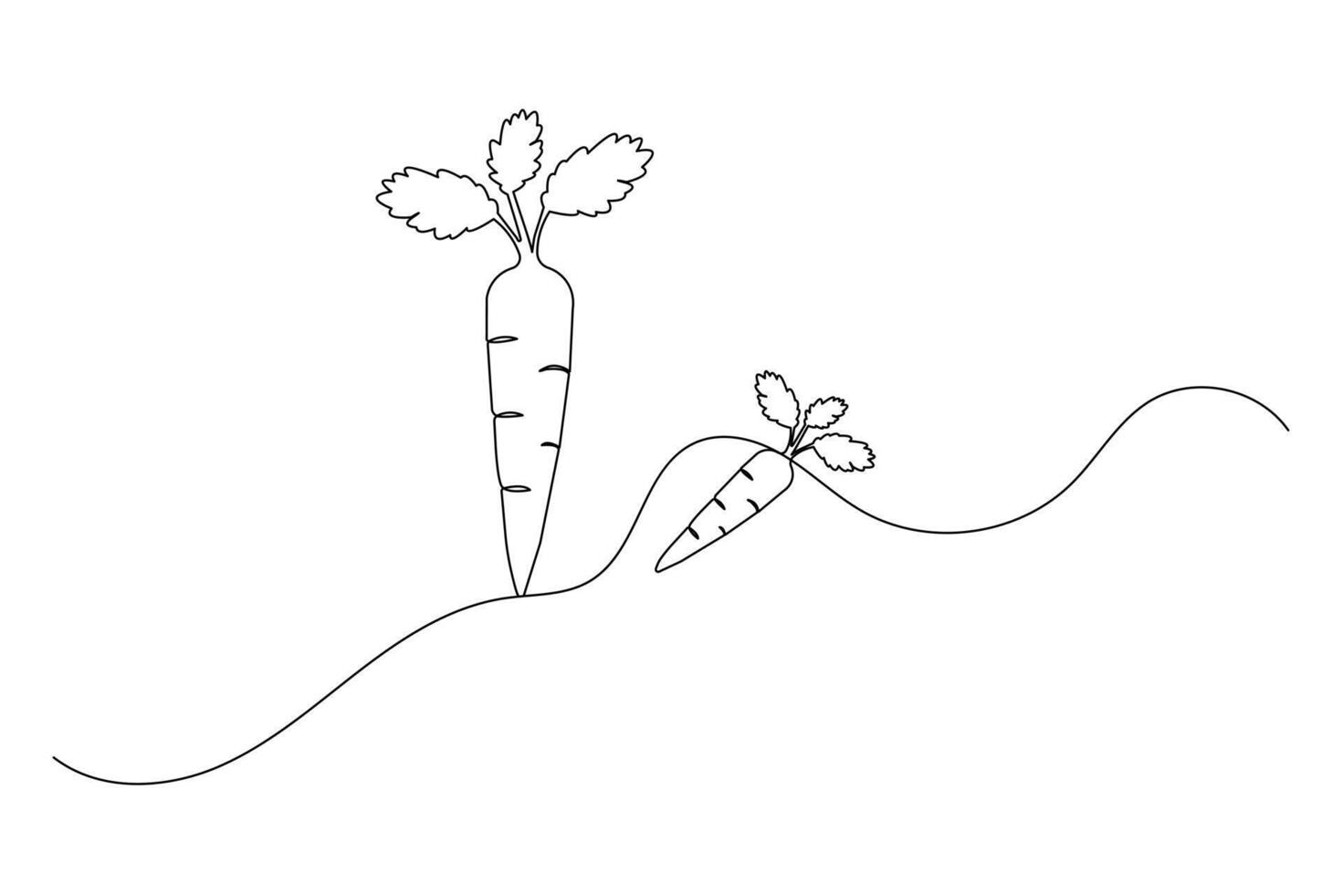 Carrot vegetable continuous one line drawing of isolated outline flat design vector