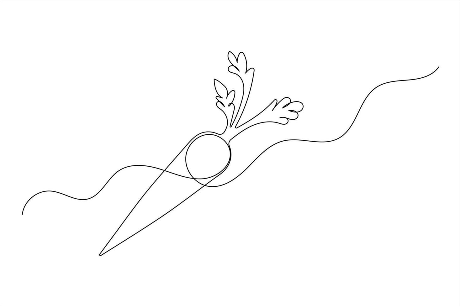Carrot continuous one line drawing of isolated outline simple design vector