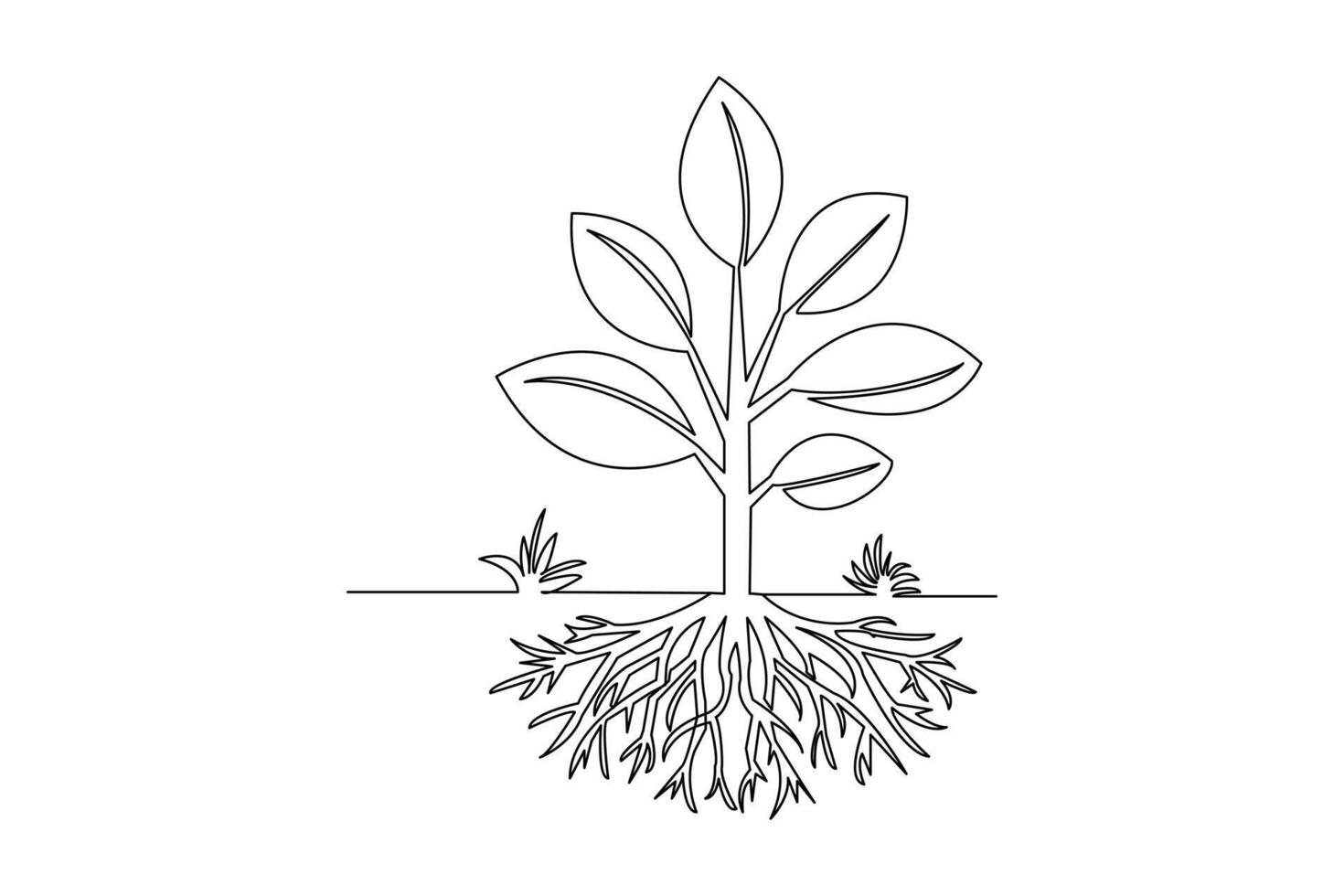 Growth plant processing one line drawing of tree outline sample flat icon vector