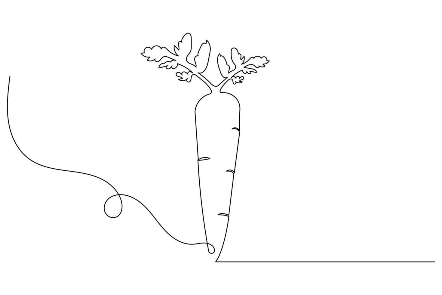 Carrot food continuous one line drawing of isolated outline flat design vector