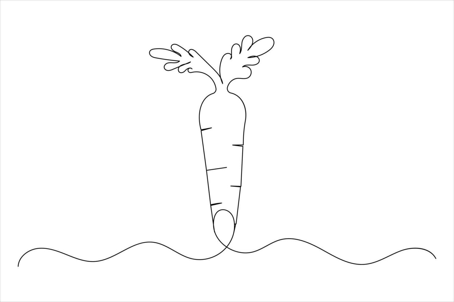 Continuous one line carrot drawing of isolated outline flat design vector