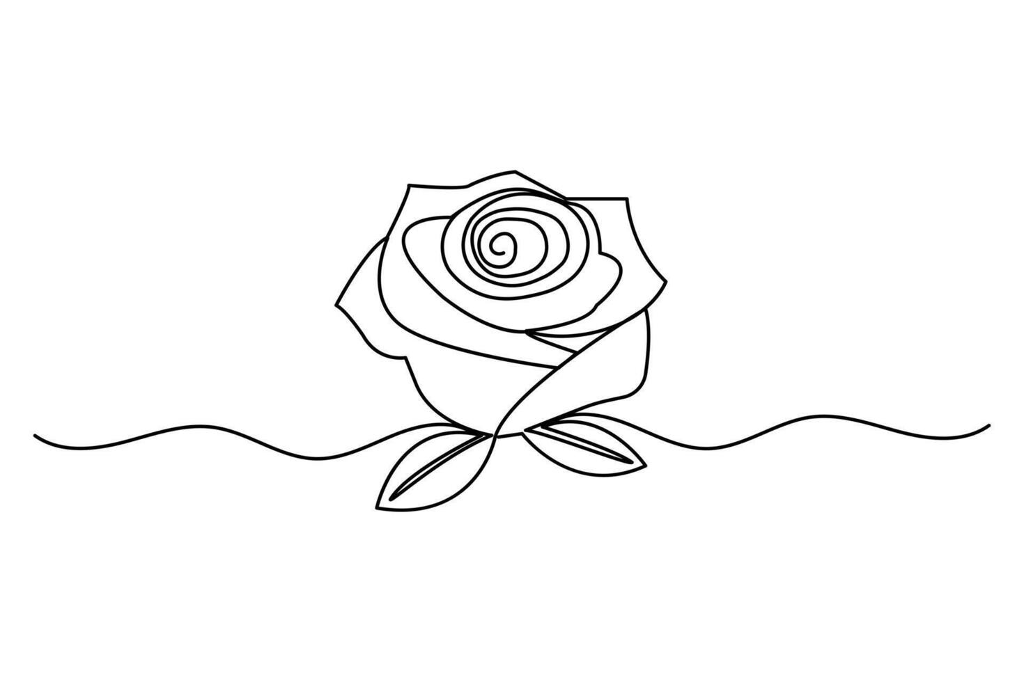 Continuous one line rose flower drawing of black and white background vector