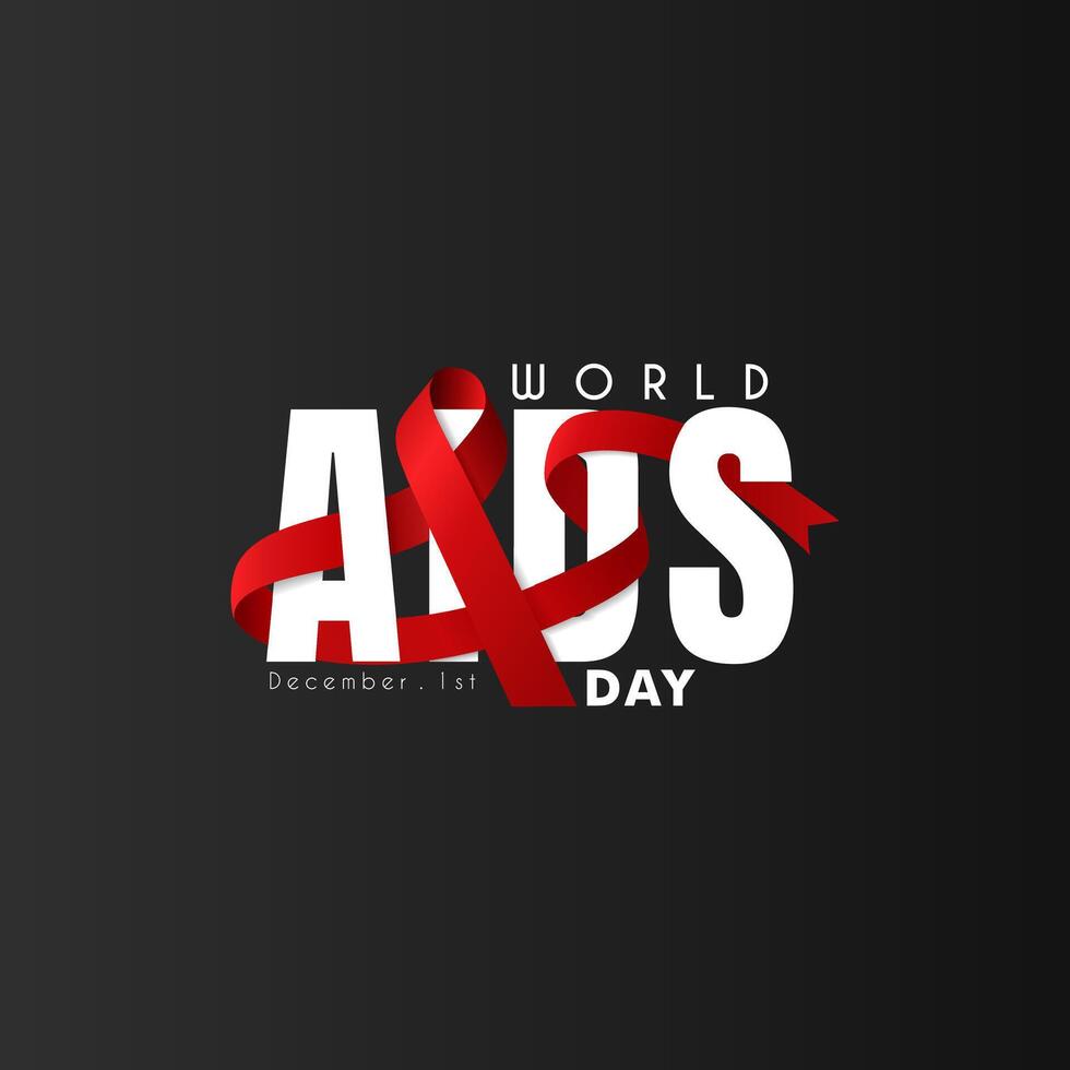 Realistic red ribbon, World AIDS Day symbol, 1 December, poster, banner, etc vector