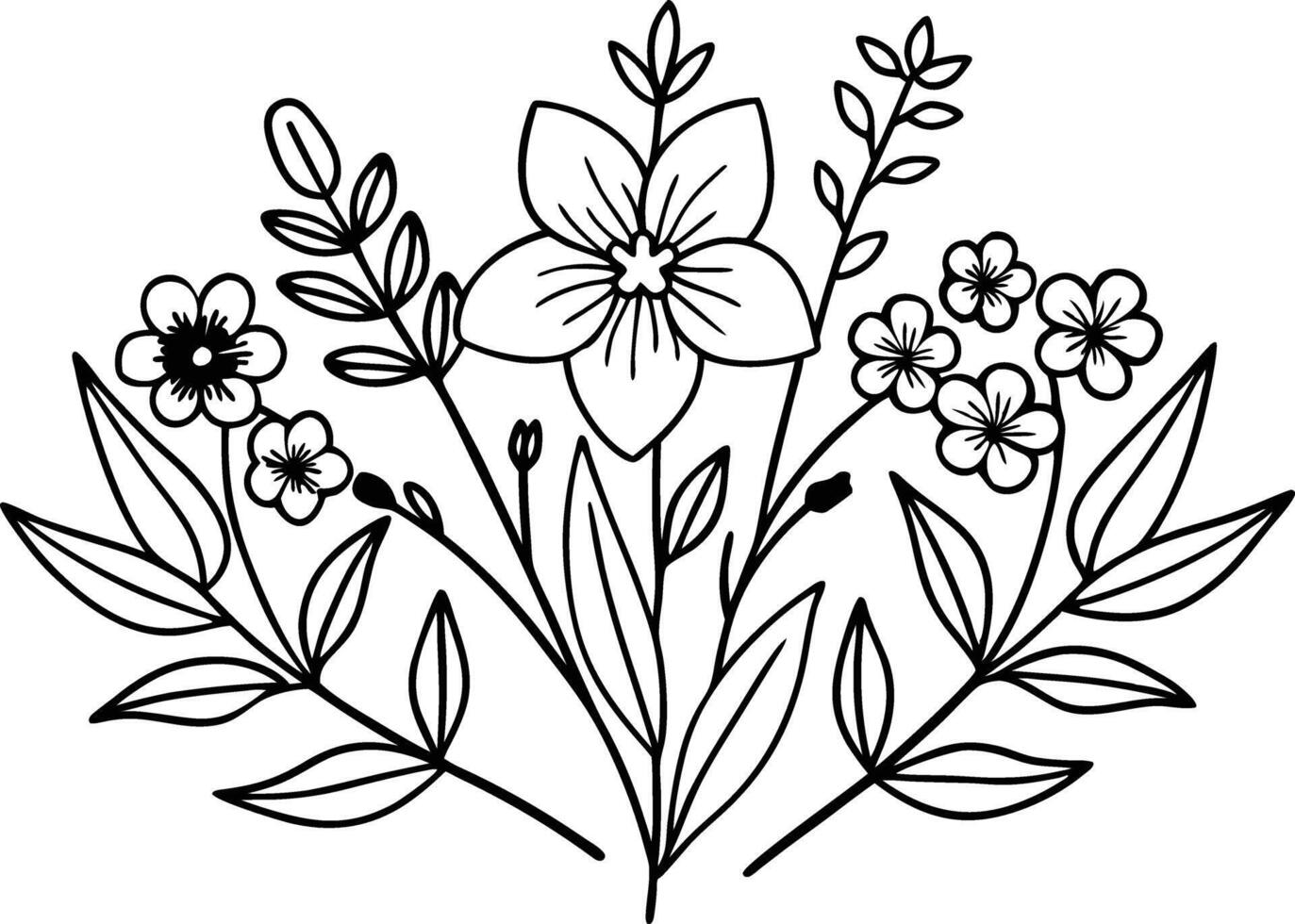 Black and white of flower lineart. vector