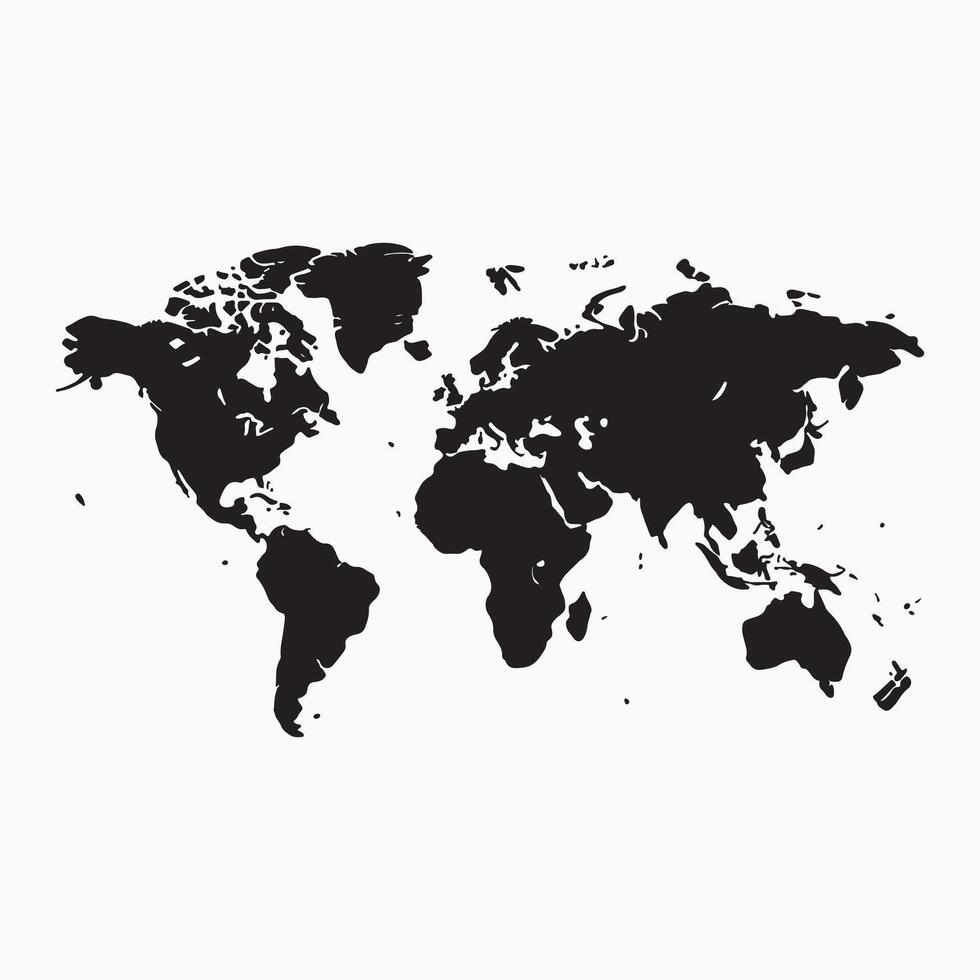 Minimalist world map silhouette vector