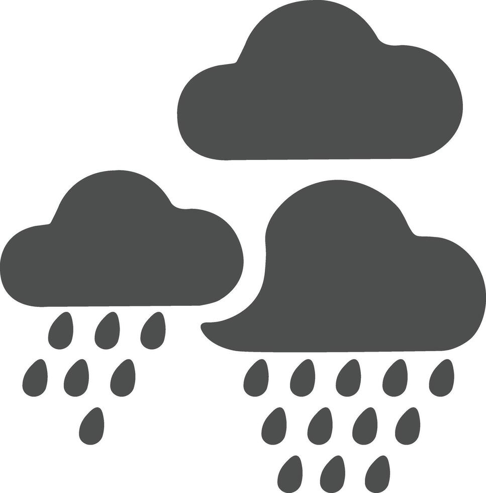 Rainy Day Clouds Weather Icon, Dark Grey, Simple Design, Rain Drops, Meteorological Symbol, Atmosphe vector