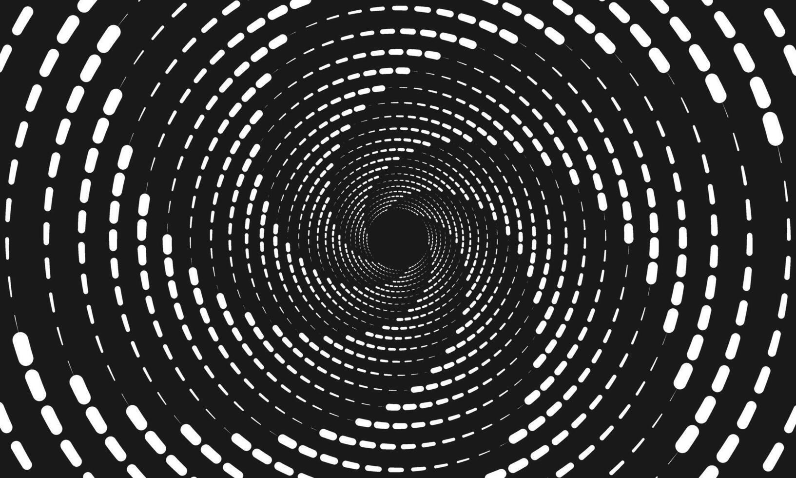 Abstract Black and White Circular Tunnel Pattern Design vector
