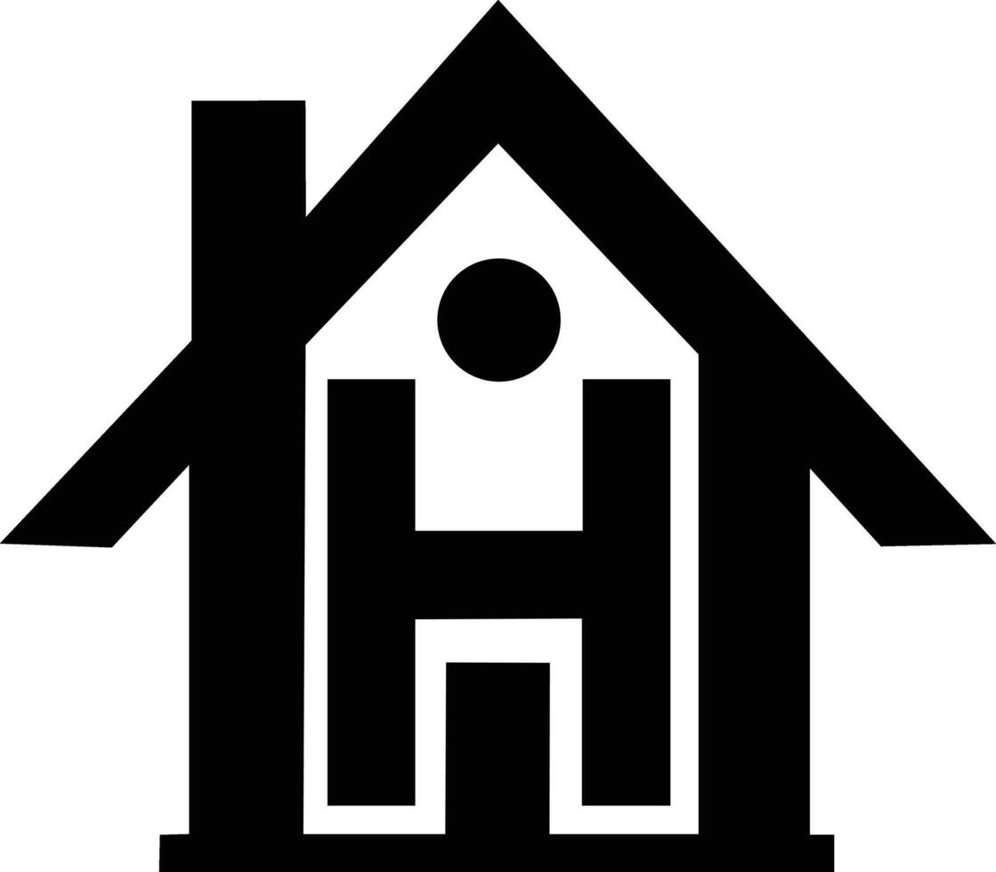 House Logo Design Black, Minimalist, Home, Letter H, Symbol vector