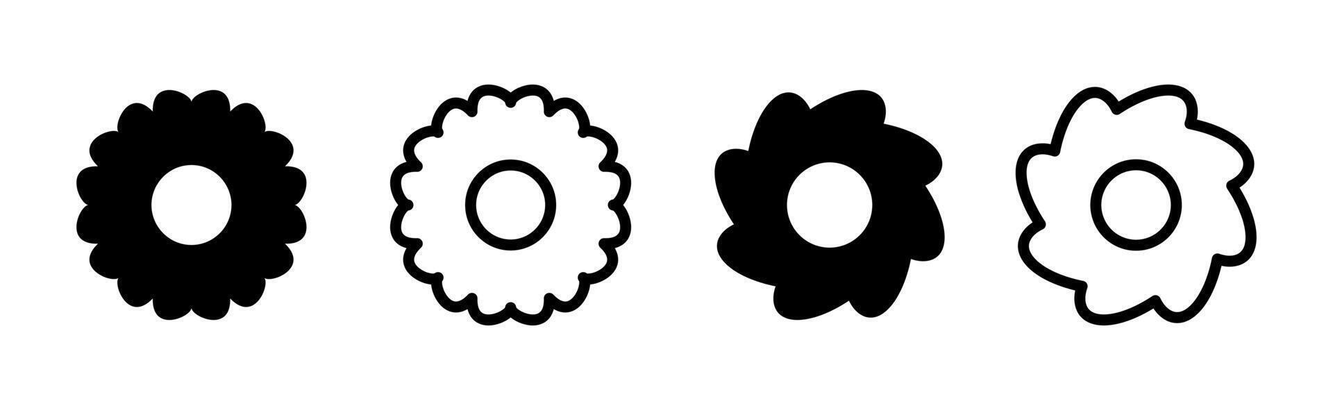 Rounded flower symbol set. Flower icon silhouette. illustration vector