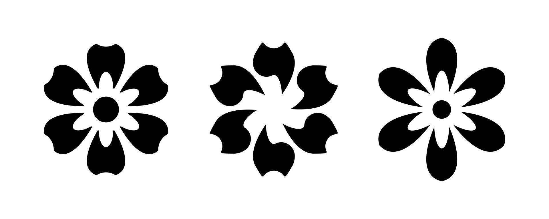 Flower petals logo set. Flower icon. Flower silhouette illustration vector