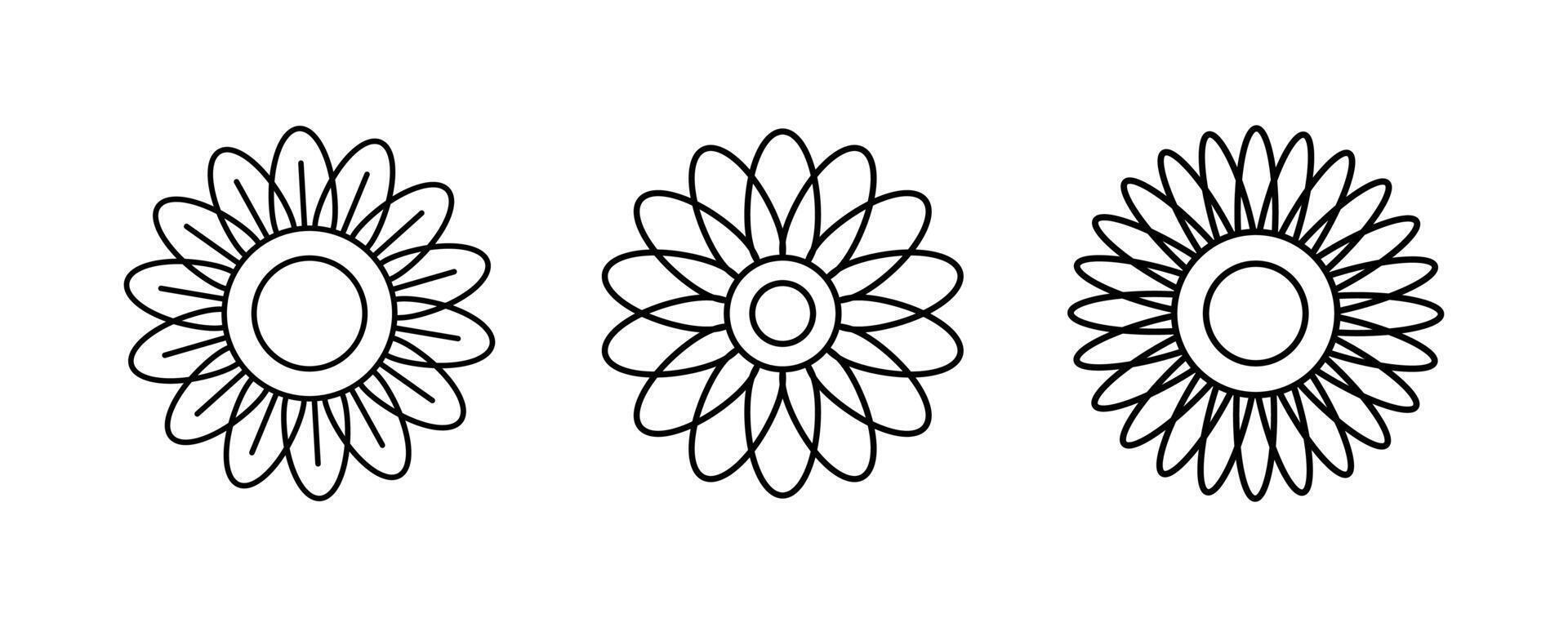 Flower icon. Flower line art. Flower mandala. Minimal flower set illustration. vector