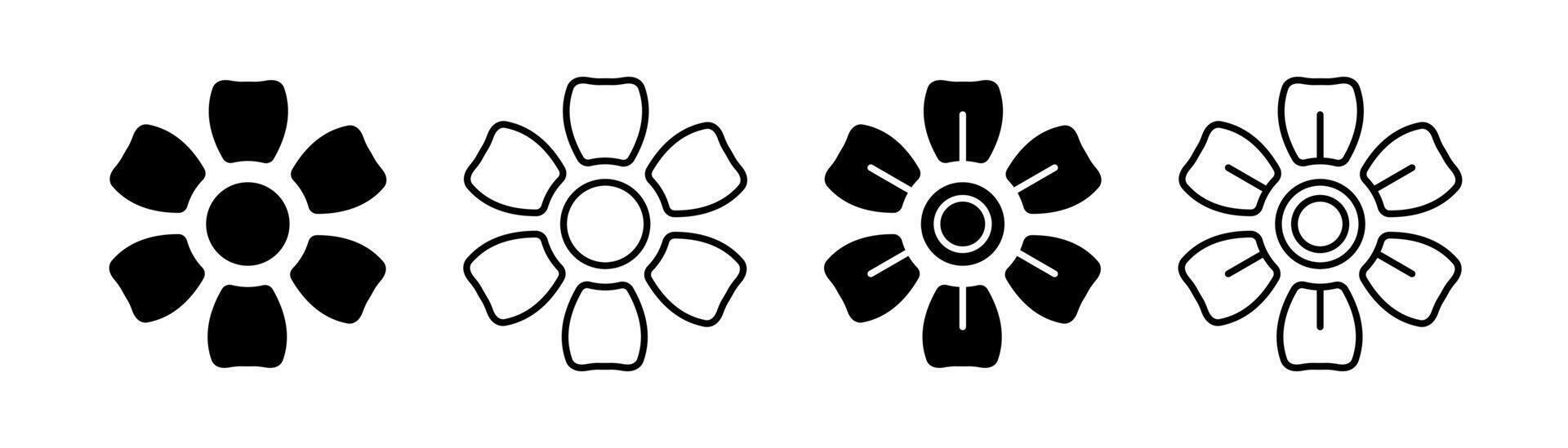 Flower icon set. Minimal flower logo silhouette. Flower symbol mark. illustration vector