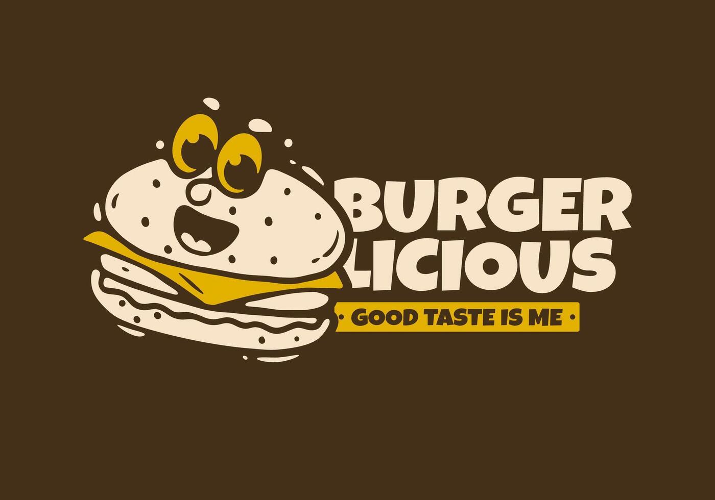 Burgerlicious. The Burger illustration with face illustration in cartoon style vector