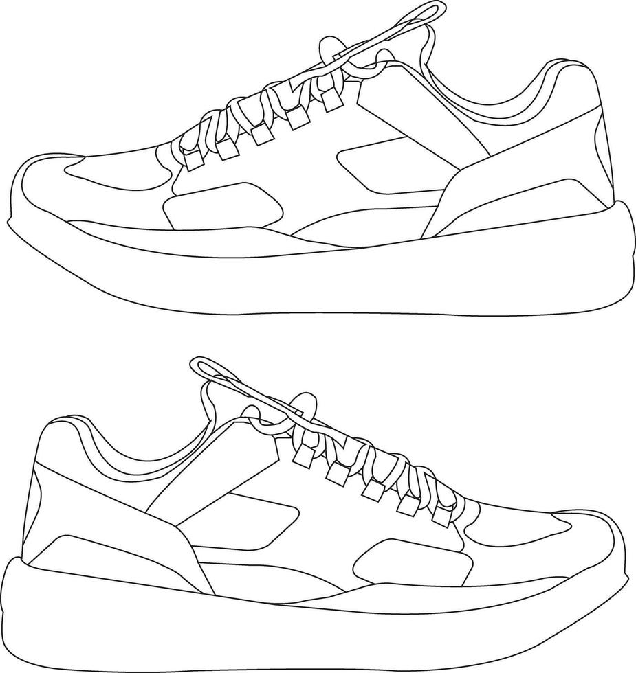 shoes icon isolated Running shoes line and glyph icon, sneakers in different styles, Flat Silhouette Shoes or Sneakers Icon Set Isolated vector
