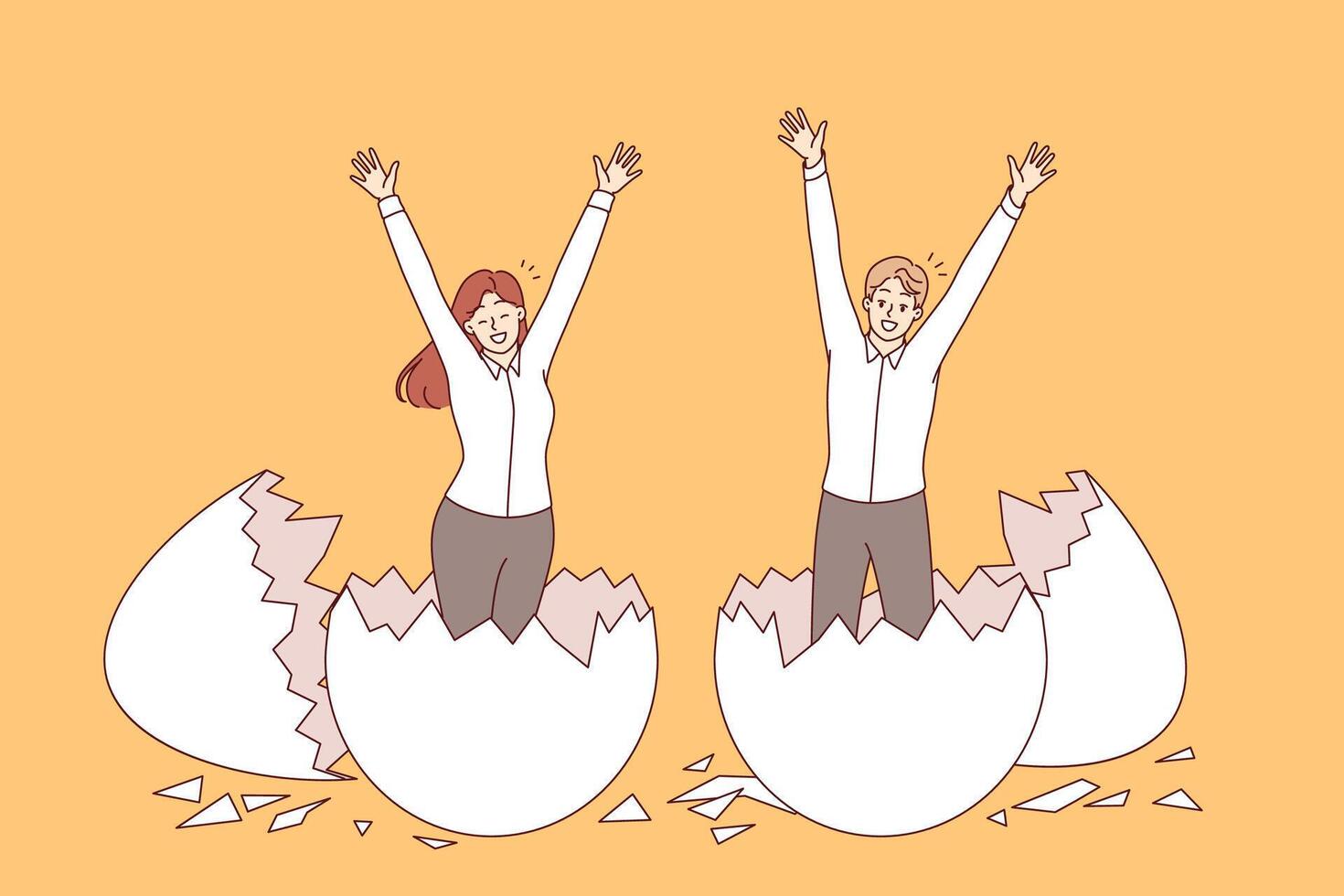 New generation of business people hatched from chicken eggs, for concept of educating professionals vector