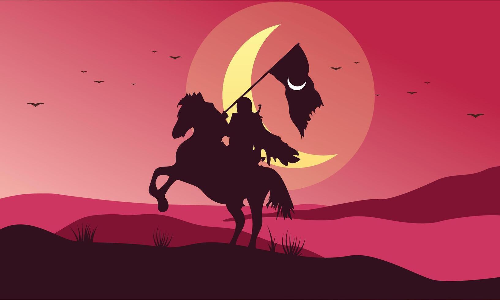 The Heroic Muslim Warrior Illustration vector