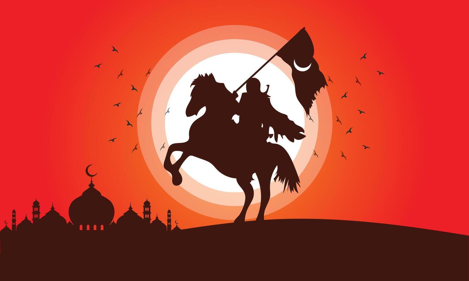 Muslim warrior illustration art design vector