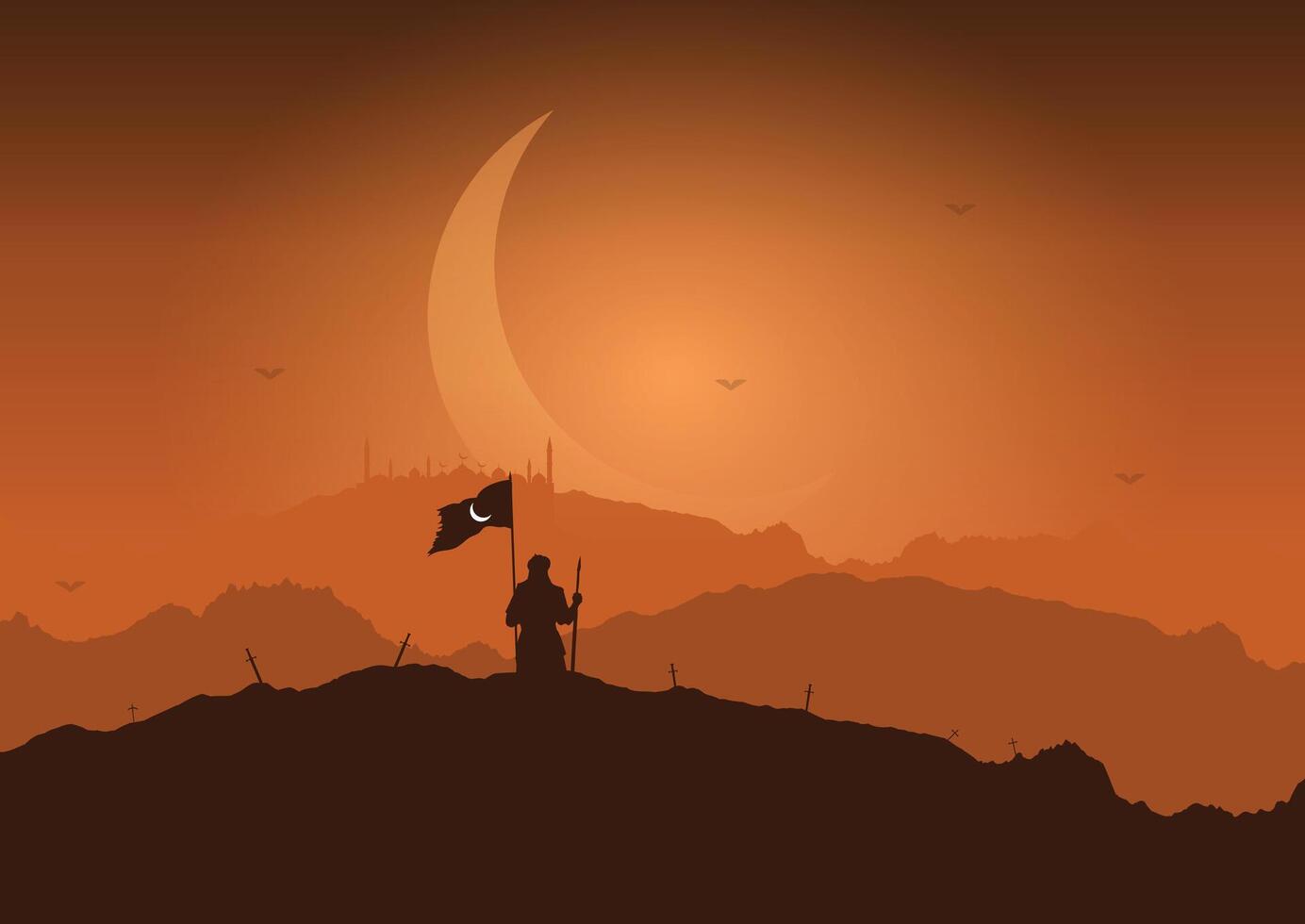 Muslim Warrior Conquered illustration design vector