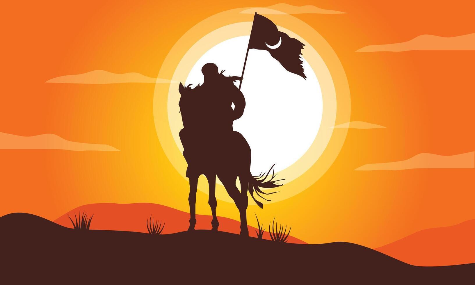 Muslim warrior with horse Illustration vector