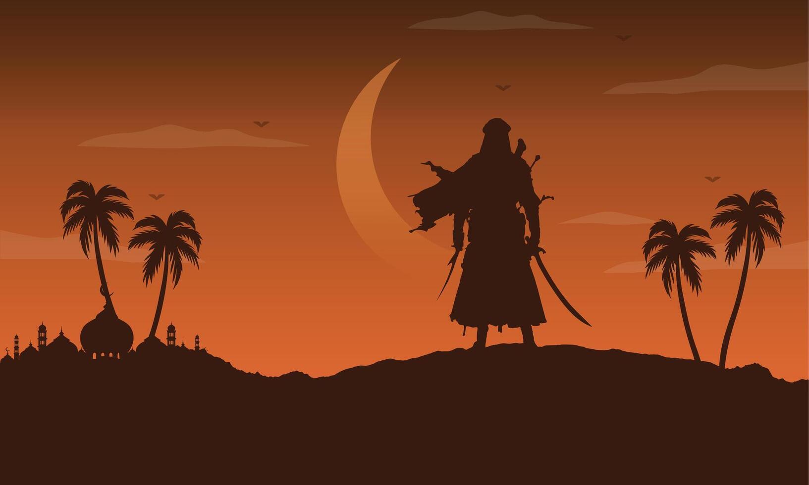Arab Muslim Warrior Illustration design vector