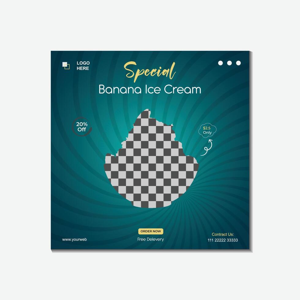 Ice cream social media post template design vector