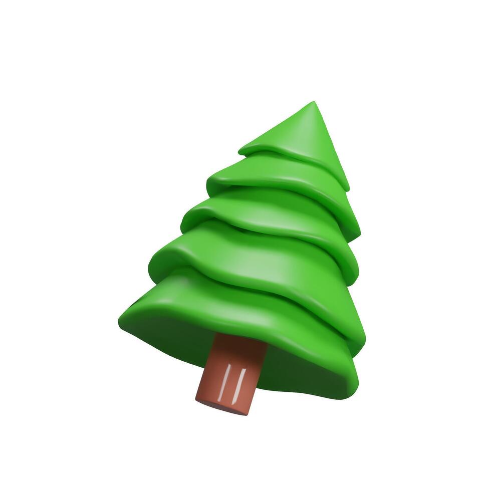 3d render Christmas tree. Three dimensional illustration. Realistic spruce decoration for New Year. Winter green fir for December element for season holiday. Botanical plastic design vector
