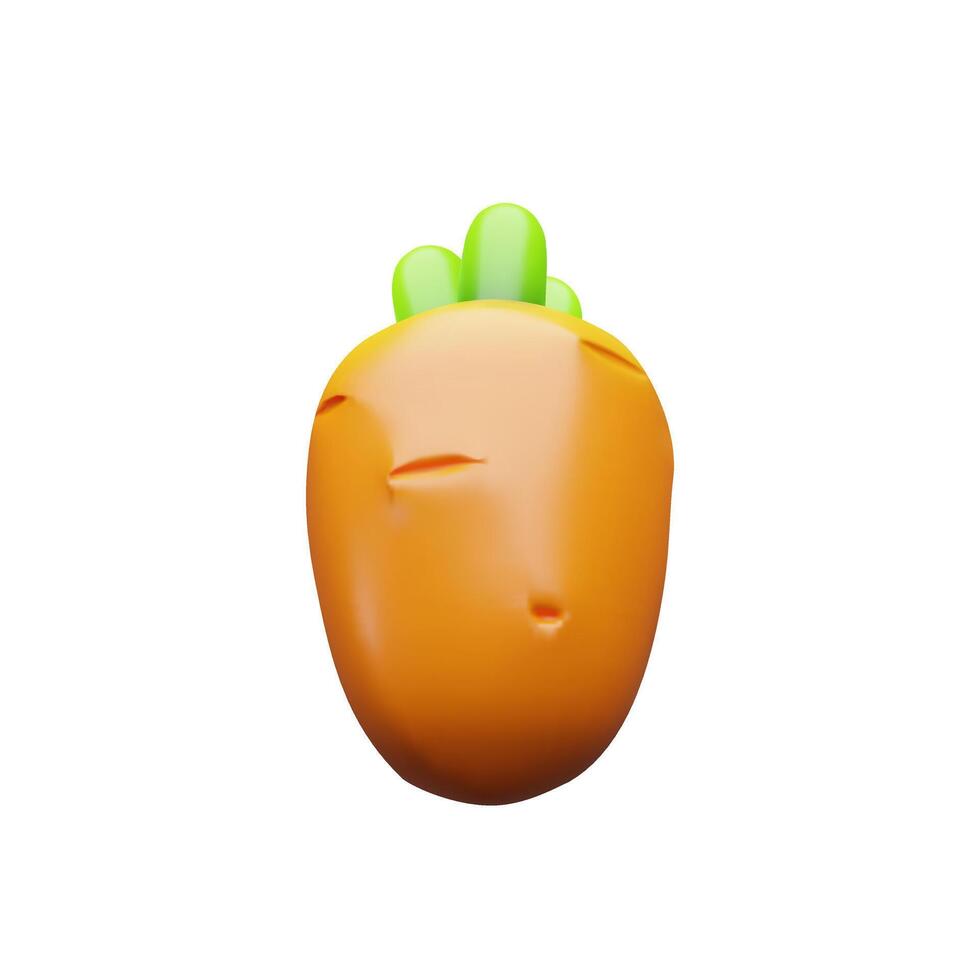 3d render orange carrot. Three dimensional illustration of harvest. Vegetarian vitamin raw root. Fresh plant ingredient in cartoon style. Health agriculture antioxidant food with carotene vector