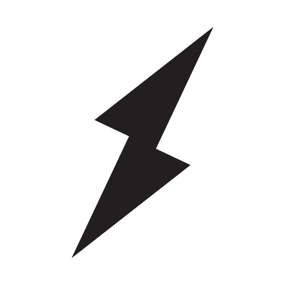 A black and white lightning bolt icon on a white background vector