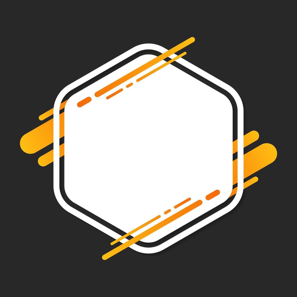 White and yellow hexagon text box banner template vector