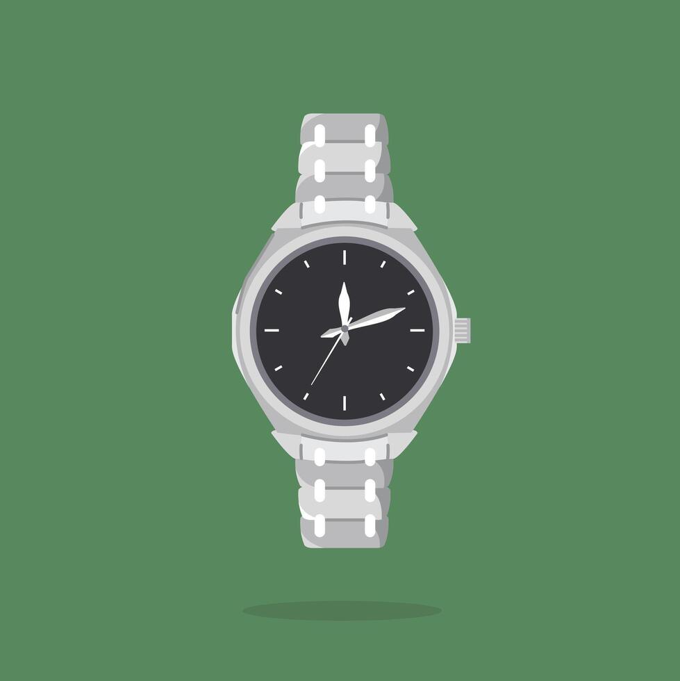 expensive platinum watch with flat style, fashion watch for men, suitable for poster and web icon vector