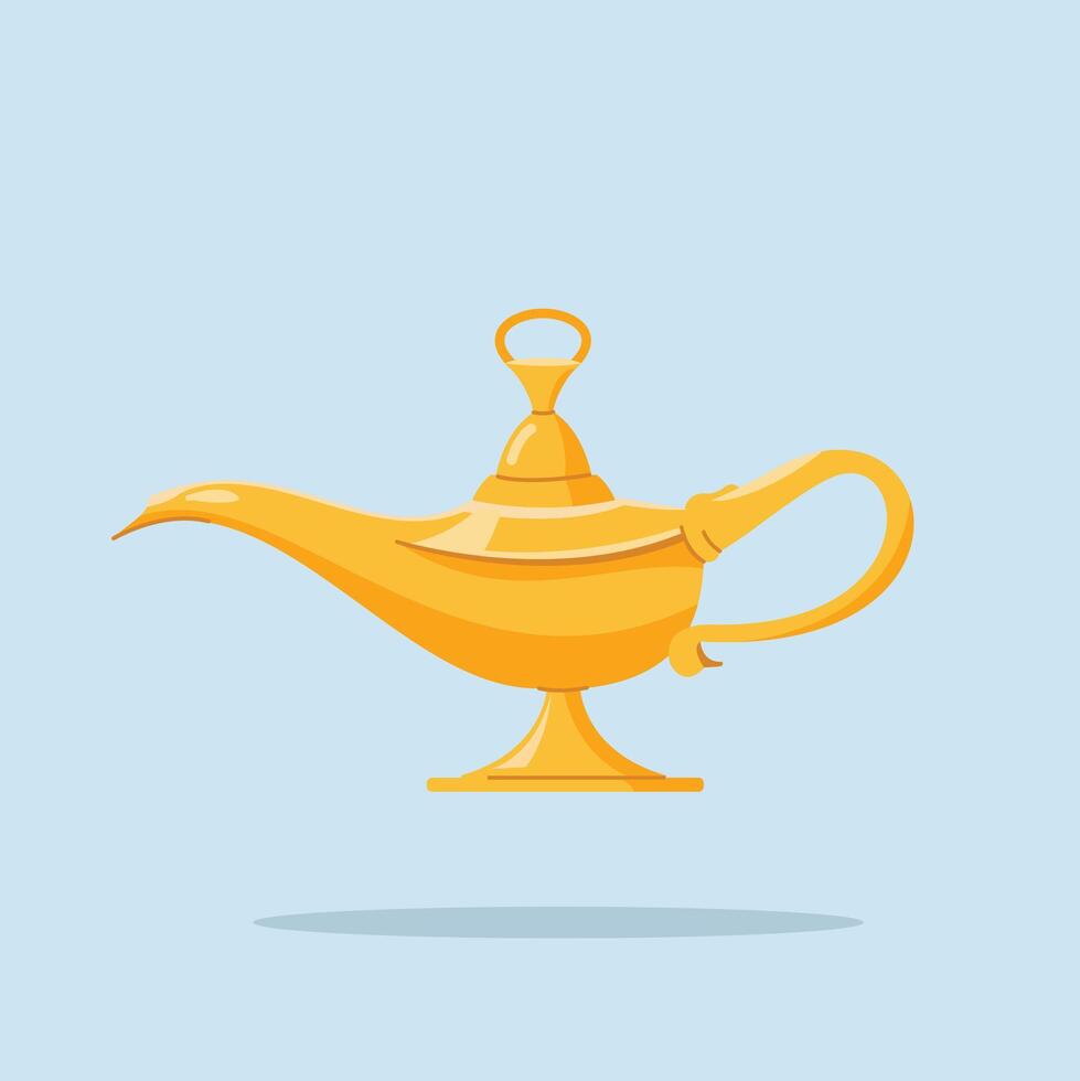 magic golden lamp, oil lamp illustration from middle east, suitable for poster and web icon vector