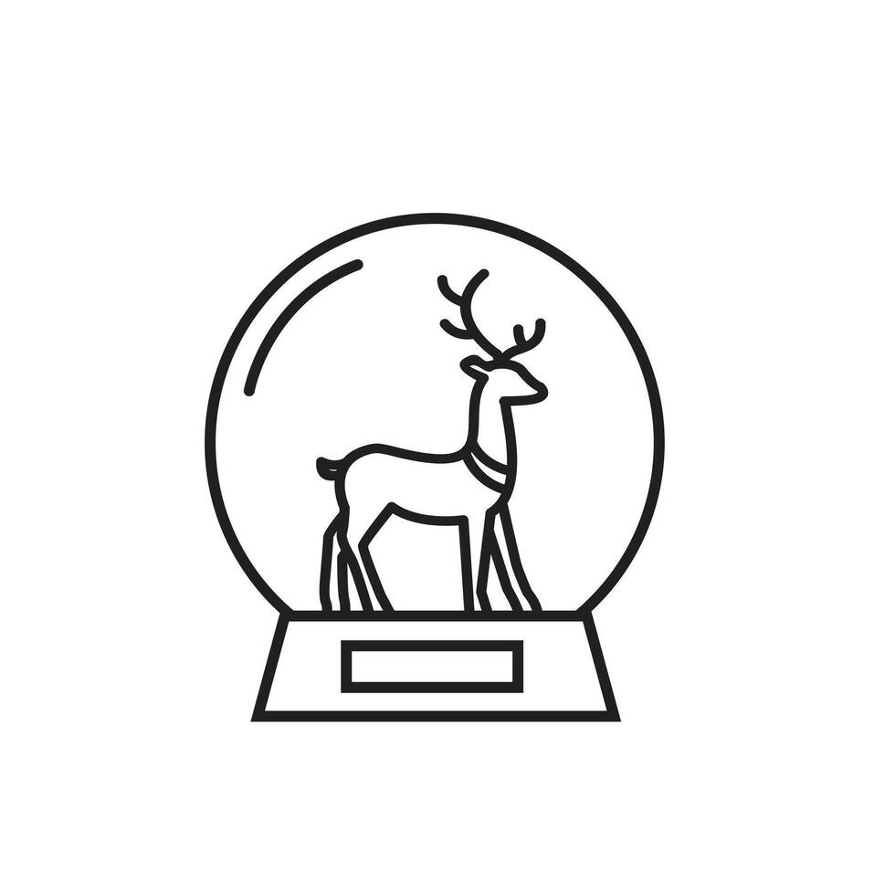 snow globe with reindeer in glass container, christmas icon for flat style greeting, suitable for poster and web icon vector