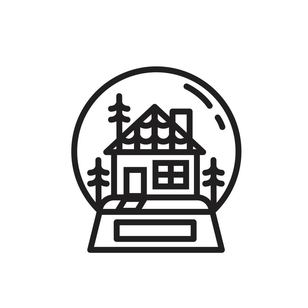 snow globe filled with miniature glass house containers, christmas day icon for flat style greeting, suitable for poster and web icon vector