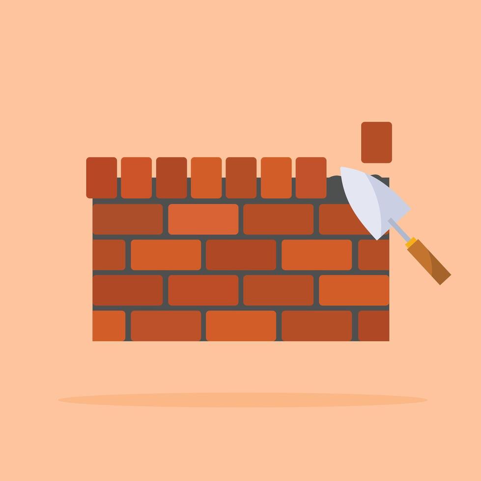 traditional wall construction with red brick material, suitable for posters and web icons vector