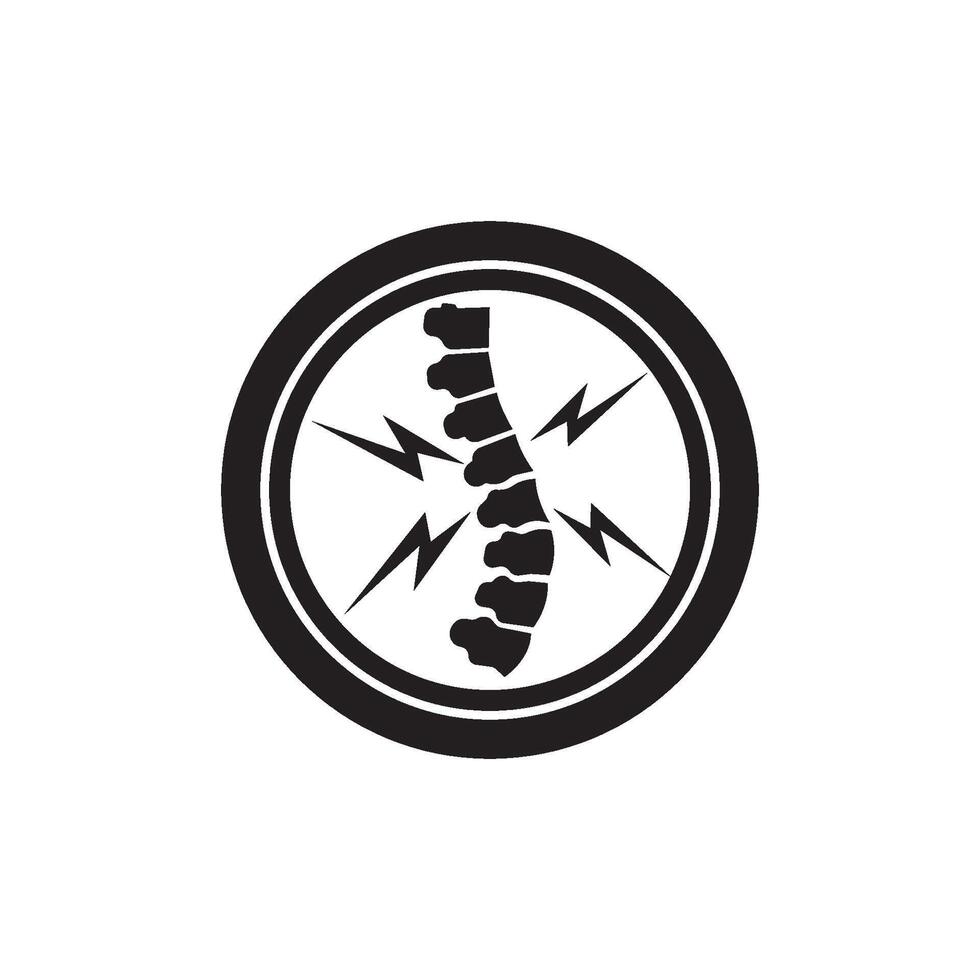 A black and white image of a spine with a lightning bolt vector