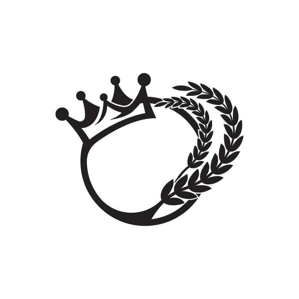 A crown with wheat leaves and a crown on it vector