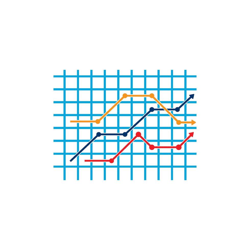 A graph of a line with a line going up and down vector